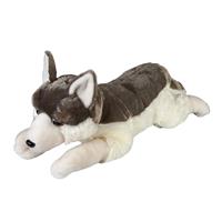 Grote pluche grijze liggende wolf/wolven knuffel 60 cm speelgoed Grijs