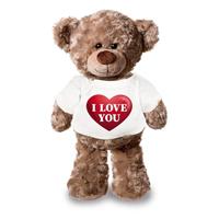 Knuffel teddybeer met I love you hart shirt 43 cm Bruin
