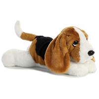 Aurora Pluche bruin/witte Basset hound honden knuffel 30 cm speelgoed Multi