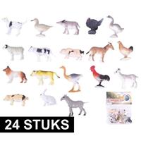 24x Boerderij speelgoed diertjes/dieren 2-6 cm Multi