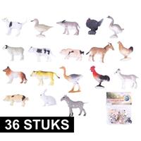 36x Boerderij speelgoed diertjes/dieren 2-6 cm Multi