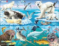 Larsen Rahmen-Puzzle, 75 Teile, 36x28 cm, Tiere der Arktis