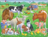 Larsen Rahmen-Puzzle, 15 Teile, 36x28 cm, Haustiere und Nutztiere