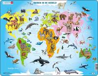 Larsen Rahmenpuzzle - Animals of the World (Holländisch) 28 Teile Puzzle Larsen-A34-NL