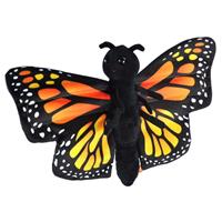 Wild Republic Pluche zwarte monarchvlinder knuffel 20 cm speelgoed Zwart