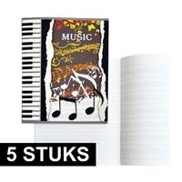 5x A5 muziekschriften met notenbalken Multi