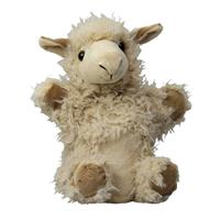 Pluche lichtbruine lama/alpaca handpop knuffel 22 cm speelgoed Bruin
