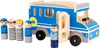 Small Foot politiebus XL hout jongens 30 cm blauw 6 delig