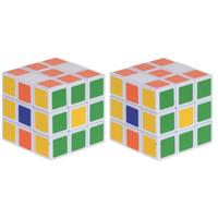 2x Magische kubus puzzel spelletjes 3,5 cm speelgoed Multi