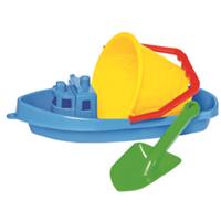 Bino Zand Speelgoed Set met boot - Kleurrijk