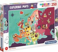 Clementoni Exploring Maps : Europe - Monuments + People 250 Teile Puzzle Clementoni-29061