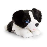 Keel Toys pluche zwart/witte Border collie honden knuffel 32 cm Zwart