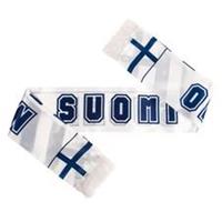 Merchandise Finland Satin Sjaal - Wit/Blauw