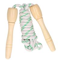 Springtouw wit/groen 230 cm met houten handvatten speelgoed Multi
