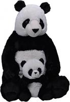 Wild Republic knuffel mama & baby panda 76 cm pluche zwart / wit