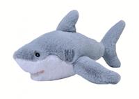 Wild Republic knuffel witte haai Ecokins junior 30 cm pluche wit/blauw