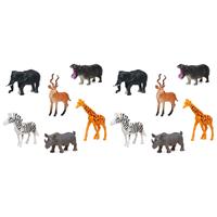 12x Plastic safari/jungle dieren speelgoed figuren 14 cm voor kinderen