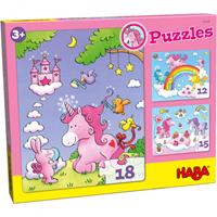 HABA 3er Puzzle-Set - Einhorn Glitzerglück