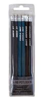Verhaak potloden HB 18,8 cm blauw/zwart hout 6 stuks