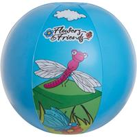 Blauwe/bloemen opblaasbare strandbal 29 cm speelgoed - Strandballen