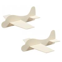 Set van 8x stuks vliegtuigen van hout 21.5 x 25.5 cm bouwpakket - Speelgoed vliegtuigen