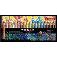 Stabilo Buntstift woody 3 in 1 ARTY, 18 Farben, inkl. Anspitzer & Pinsel