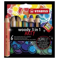 Stabilo Buntstift woody 3 in 1 ARTY, 6 Farben, inkl. Anspitzer