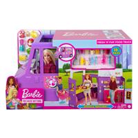 Mattel Barbie Food-Truck Spielset aufklappbar, über 30 Teile Puppen-Zubehör