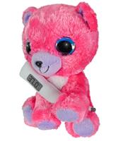 Lumo Stars knuffelbeer met thermometer junior 15 cm pluche roze