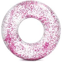 Intex opblaasbare roze glitter zwemband/zwemring transparant 120 cm - Zwembanden