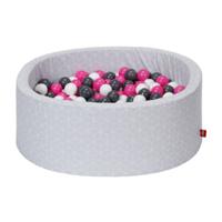 Knorrtoys knorr toys Ballenbak soft - Grijs Kubus incl. 300 ballen grijs/creme/roze