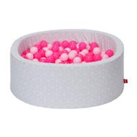 Knorrtoys Ballenbak Geo, cube grey met 300 ballen soft pink, made in europe