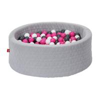 Knorrtoys knorr toys Ballenbak soft Cosy geo grey inclusief 300 ballen grijs/creme/roze