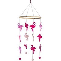 Nature Plush Planet Flamingo thema baby mobiel/boxmobiel 45 cm - Hout/vilt - Babykamer/kinderkamer decoratie accessoires