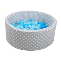 Knorrtoys knorr toys Ballenbak soft Grey white dots inclusief 300 ballen soft blue/blue/transparent