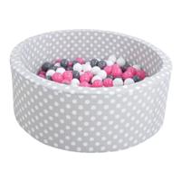 Knorrtoys knorr toys Ballenbak soft Grey white dots inclusief 300 ballen creme/grey/rose