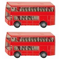 Siku Set van 2x stuks  Dubbeldekker bussen speelgoed modelauto 10 cm -