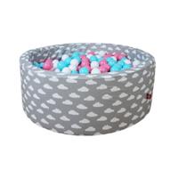 Knorrtoys knorr speelgoed ballenbad zacht - Grijs white clouds -300 ballen roos/crème/ light blauw