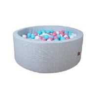 Knorrtoys knorr speelgoed ballenbad zacht - Geo cube grey - 300 ballen roos/room/ light blauw