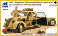 broncomodels DAK Topolino (German-Italian)Light Staff Car w/Crew & IF8 Intantry Cart