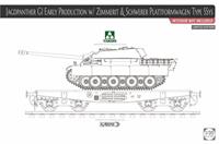 takom Jagdpanther G1 early production w/Zimmerit & Schwerer Plattformwagen Type SSys - Limited Edition