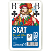 Klassisches Skatspiel, Französisches Bild mit großen Eckzeichen, 32 Karten in Klarsicht-Box