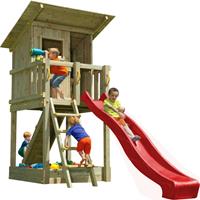 Blue rabbit Spielturm BEACH HUT mit Rutsche + Rampe mit Seil  1,20 m Rot DH189