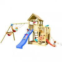 Blue rabbit Spielturm PENTHOUSE mit Rutsche 2,90 m + Babyrutsche + Kletternetz + Doppelschaukel  Blau DH269