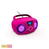 Big Ben Portable CD Player USB MP3 Disco Light Pink