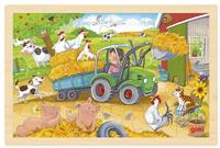 Goki legpuzzel Kleine Tractor 30 x 20 x 1 cm hout 24 delig