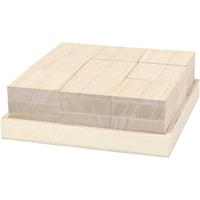 Creotime houten blokken 4 x 4 x 4 cm lichtbruin 9 stuks