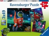 Ravensburger Dinosauriërs in de Ruimte Puzzel (3 x 49 stukjes)