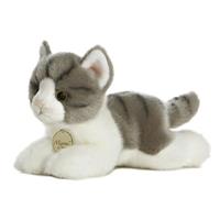 Aurora Pluche grijs/witte kat/poes knuffel 20 cm -