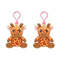 Set van 2x stuks pluche mini knuffel giraf sleutelhanger 9 cm -